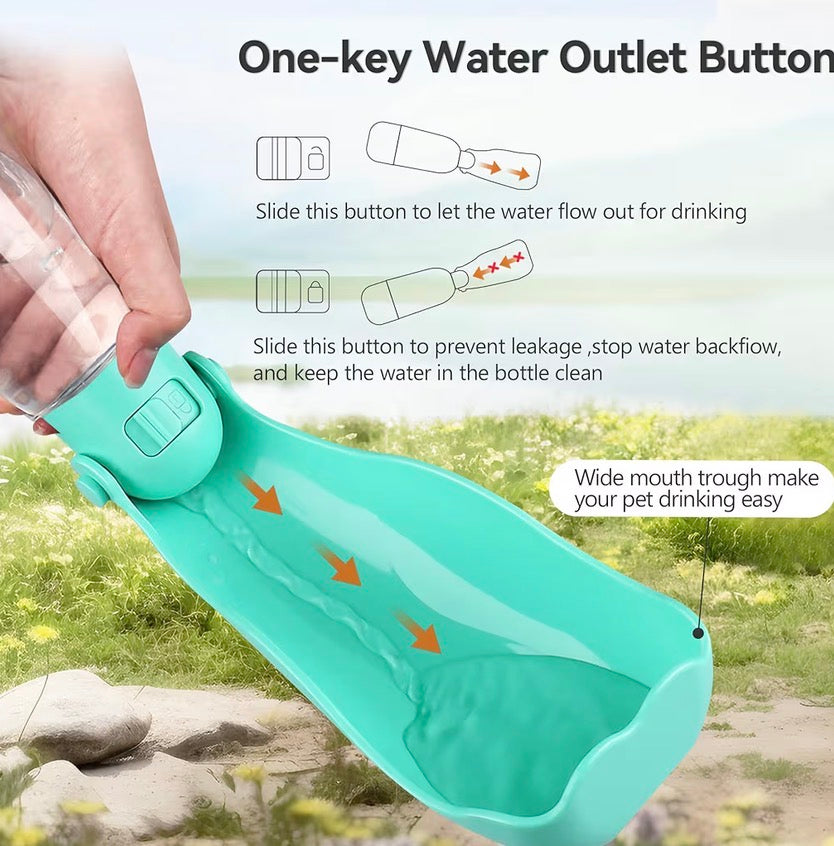 3 in-1 Foldable Dog Water Dispenser with Food Bottle