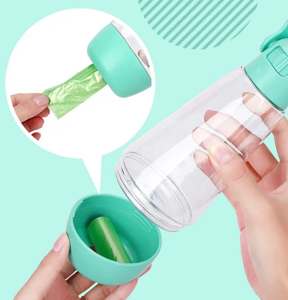 3 in-1 Foldable Dog Water Dispenser with Food Bottle