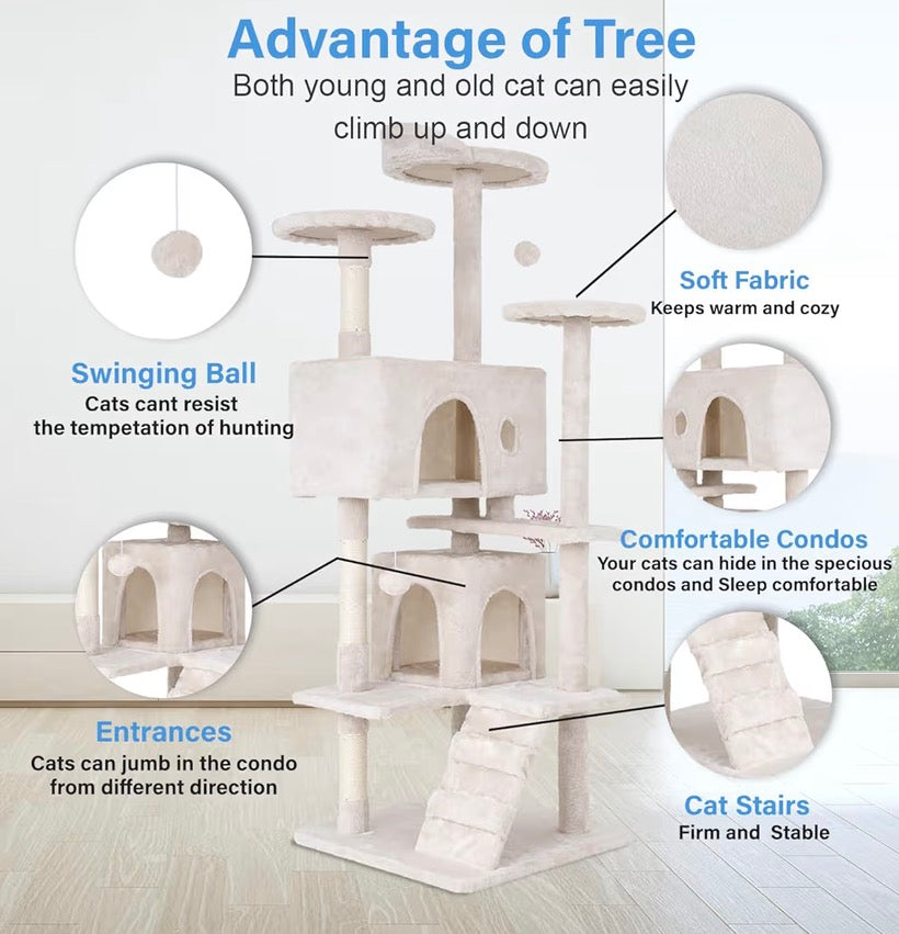 54in Cat Tree with Scratching Posts