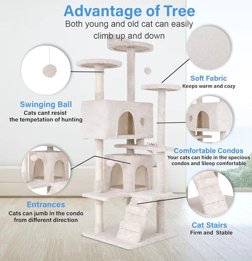 54in Cat Tree with Scratching Posts