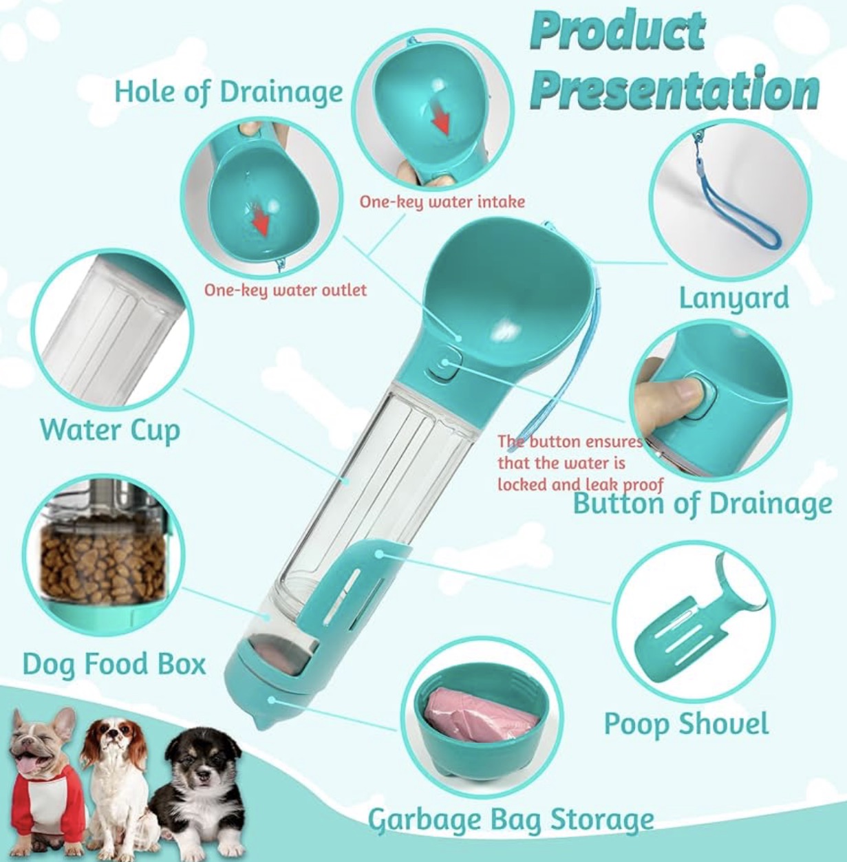All-in-One Dog water and Snack bottle