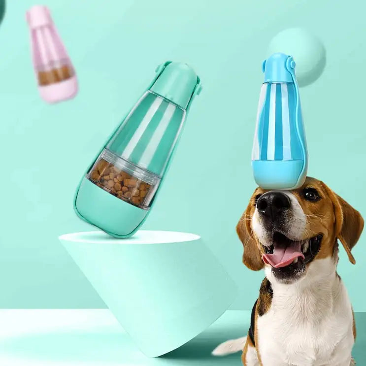 3 in-1 Foldable Dog Water Dispenser with Food Bottle